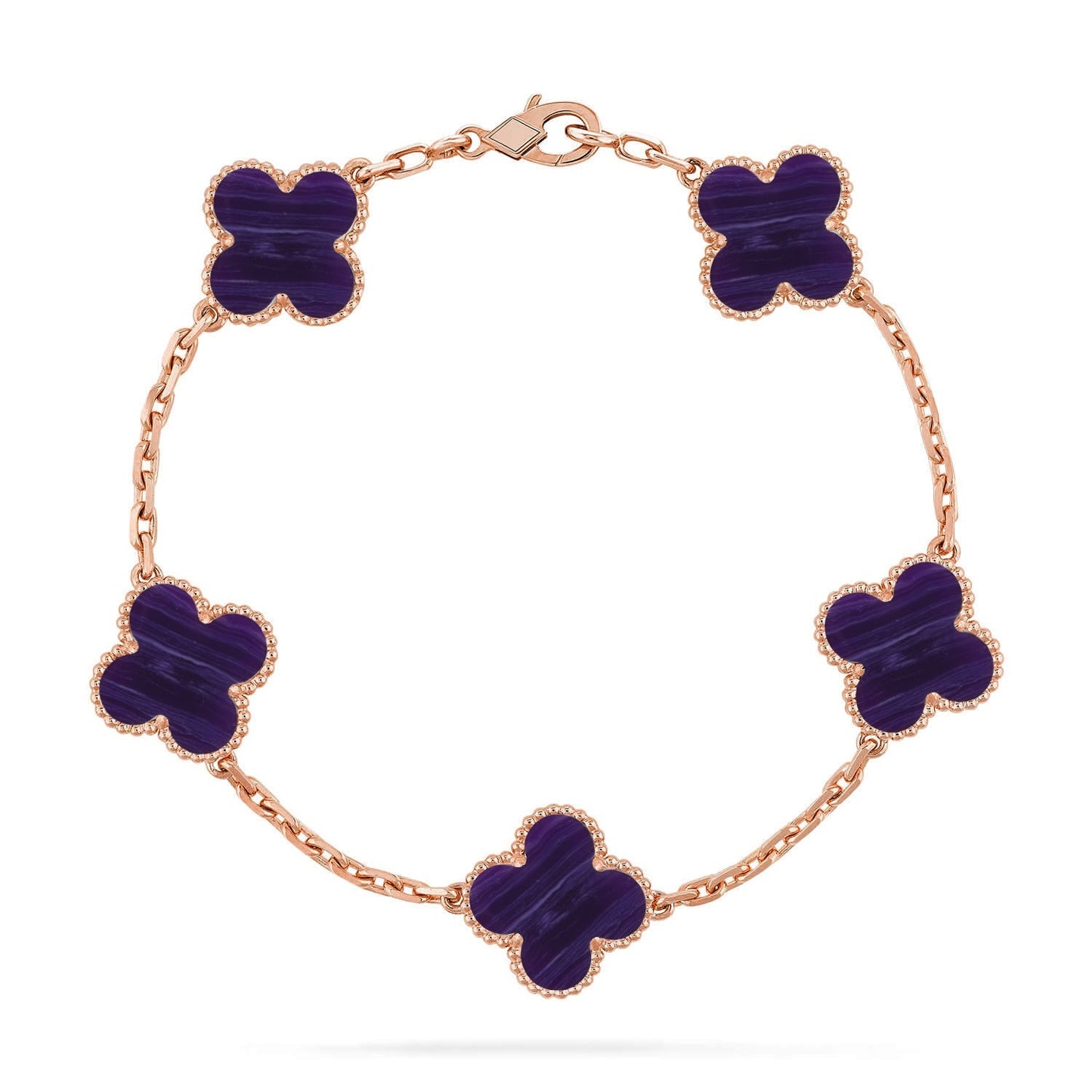 [Saipan]LUCKY CLOVER 5-MOTIF BRACELET - CHAROITE COLLECTION