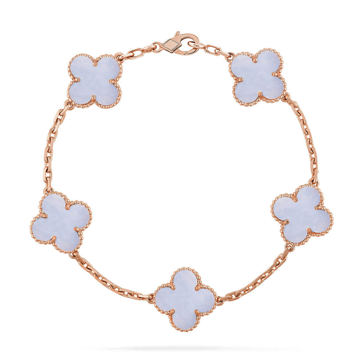 [Saipan]LUCKY CLOVER 5-MOTIF BRACELET - PURPLE CHALCEDONY COLLECTION