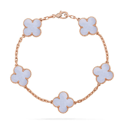 [Saipan]LUCKY CLOVER 5-MOTIF BRACELET - PURPLE CHALCEDONY COLLECTION