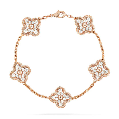 [Saipan]LUCKY CLOVER 5-MOTIF BRACELET - FULL-DIAMOND