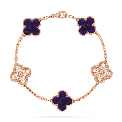 [Saipan]LUCKY CLOVER 5-MOTIF BRACELET - CHAROITE COLLECTION