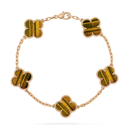[Saipan]LUCKY CLOVER 5-MOTIF BRACELET -  TIGER’S EYE COLLECTION