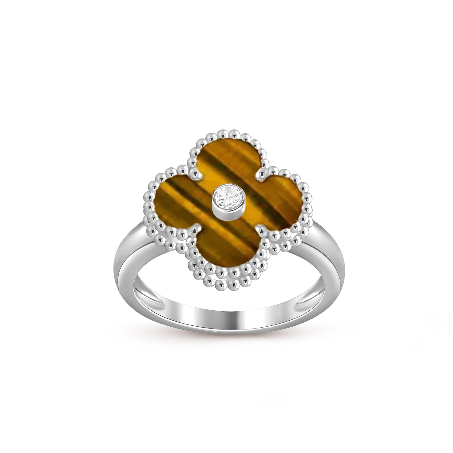 [Saipan]LUCKY CLOVER DIAMOND-ACCENT WHITE GOLD RING COLLECTION