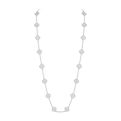 [Saipan]CLASSIC 20-MOTIF LUCKY CLOVER LONG NECKLACE WHITE GOLD COLLECTION