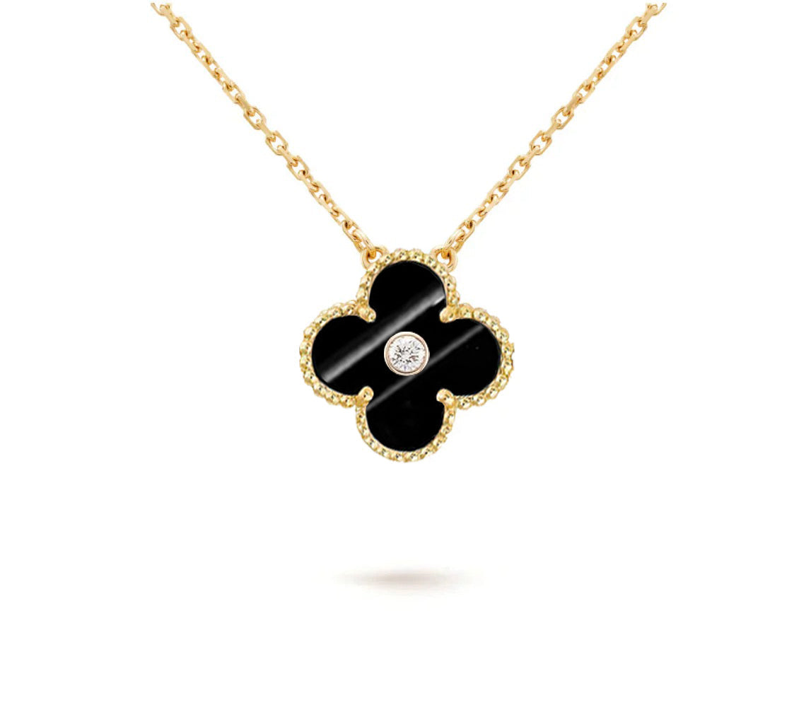 [Saipan]15MM CLOVER FLOWER DIAMOND PENDANT NECKLACE COLLECTION