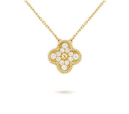 [Saipan]15MM CLOVER FLOWER DIAMOND PENDANT NECKLACE COLLECTION