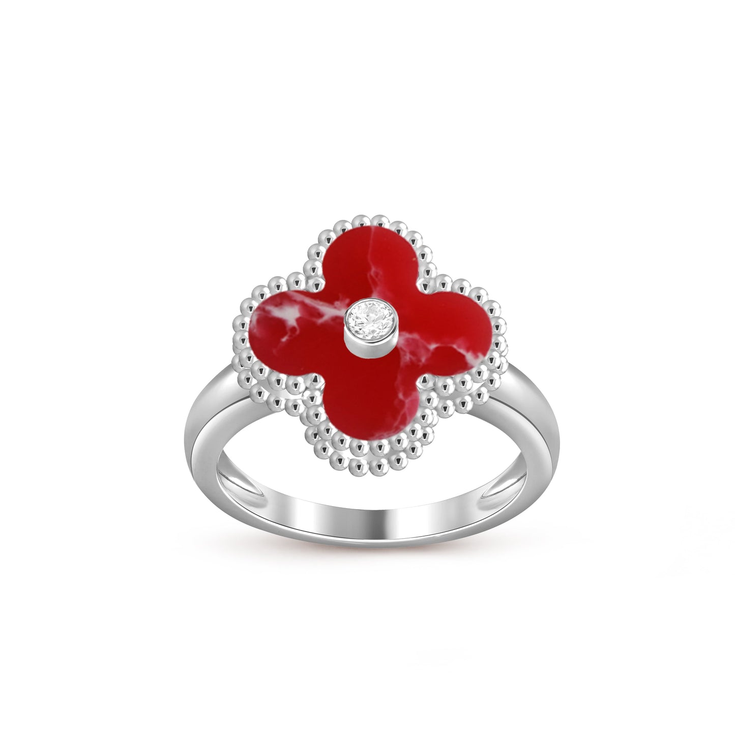 [Saipan]LUCKY CLOVER DIAMOND-ACCENT WHITE GOLD RING COLLECTION