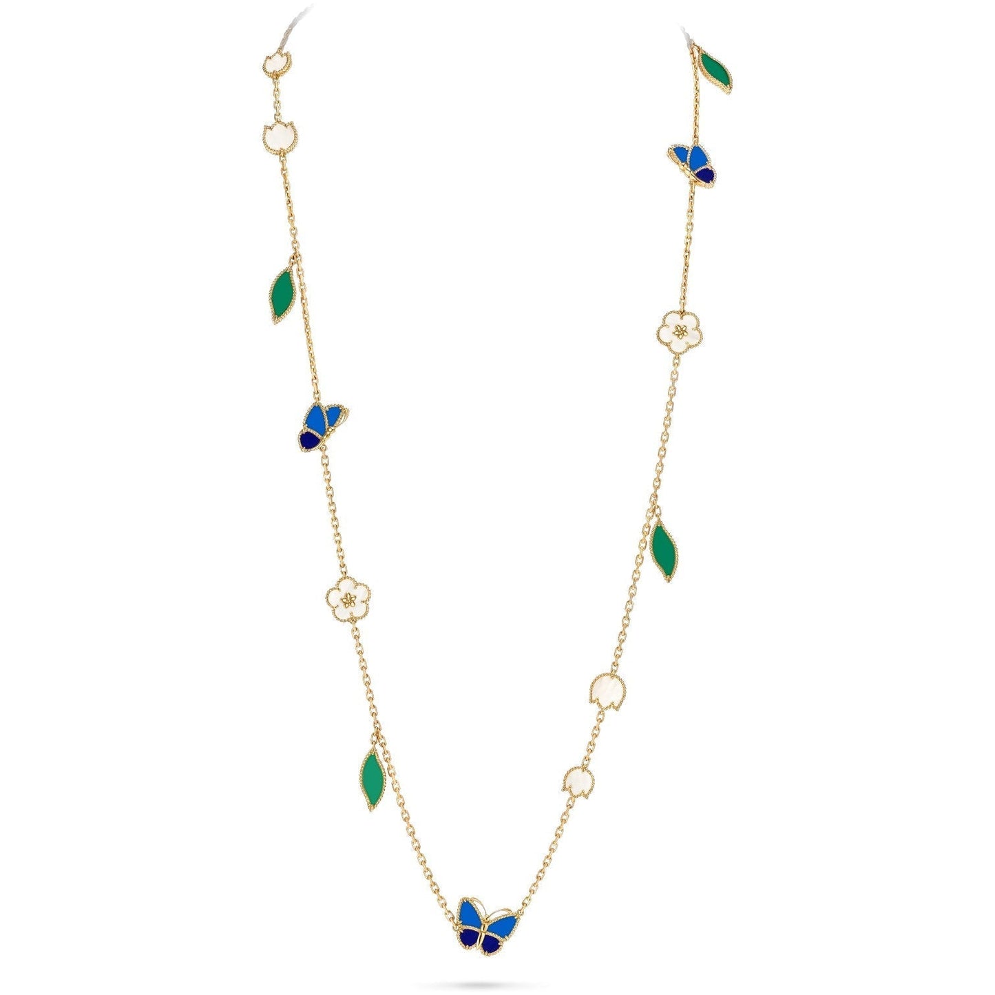 [Saipan]LUCKY SPRING BUTTERFLY & FLOWER STATEMENT NECKLACE - 15-MOTIF FLORAL DESIGN