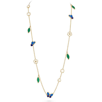 [Saipan]LUCKY SPRING BUTTERFLY & FLOWER STATEMENT NECKLACE - 15-MOTIF FLORAL DESIGN