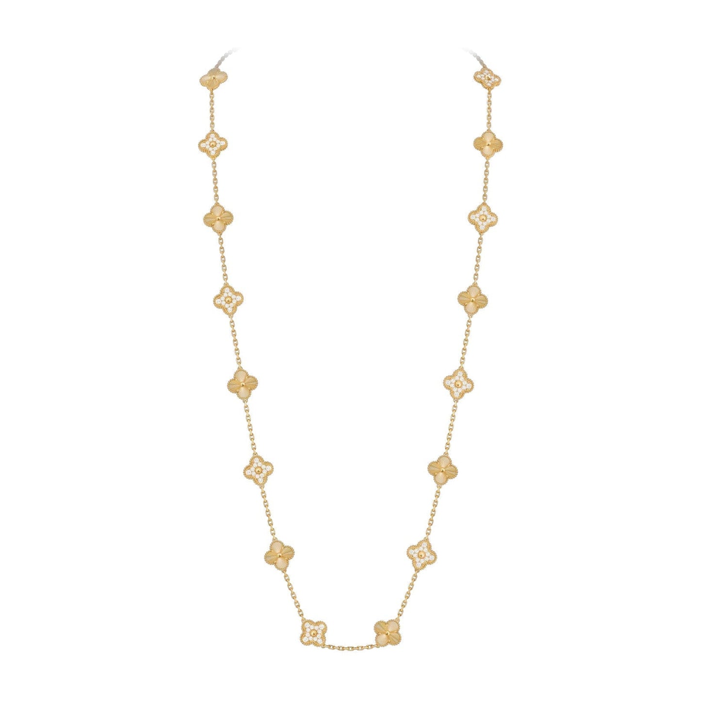 [Saipan]CLASSIC 20-MOTIF LUCKY CLOVER LONG NECKLACE GOLD COLLECTION