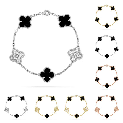 [Saipan]LUCKY CLOVER 5-MOTIF BRACELET - BLACK OXNY COLLECTION