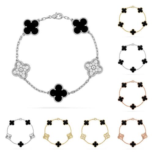 [Saipan]LUCKY CLOVER 5-MOTIF BRACELET - BLACK OXNY COLLECTION