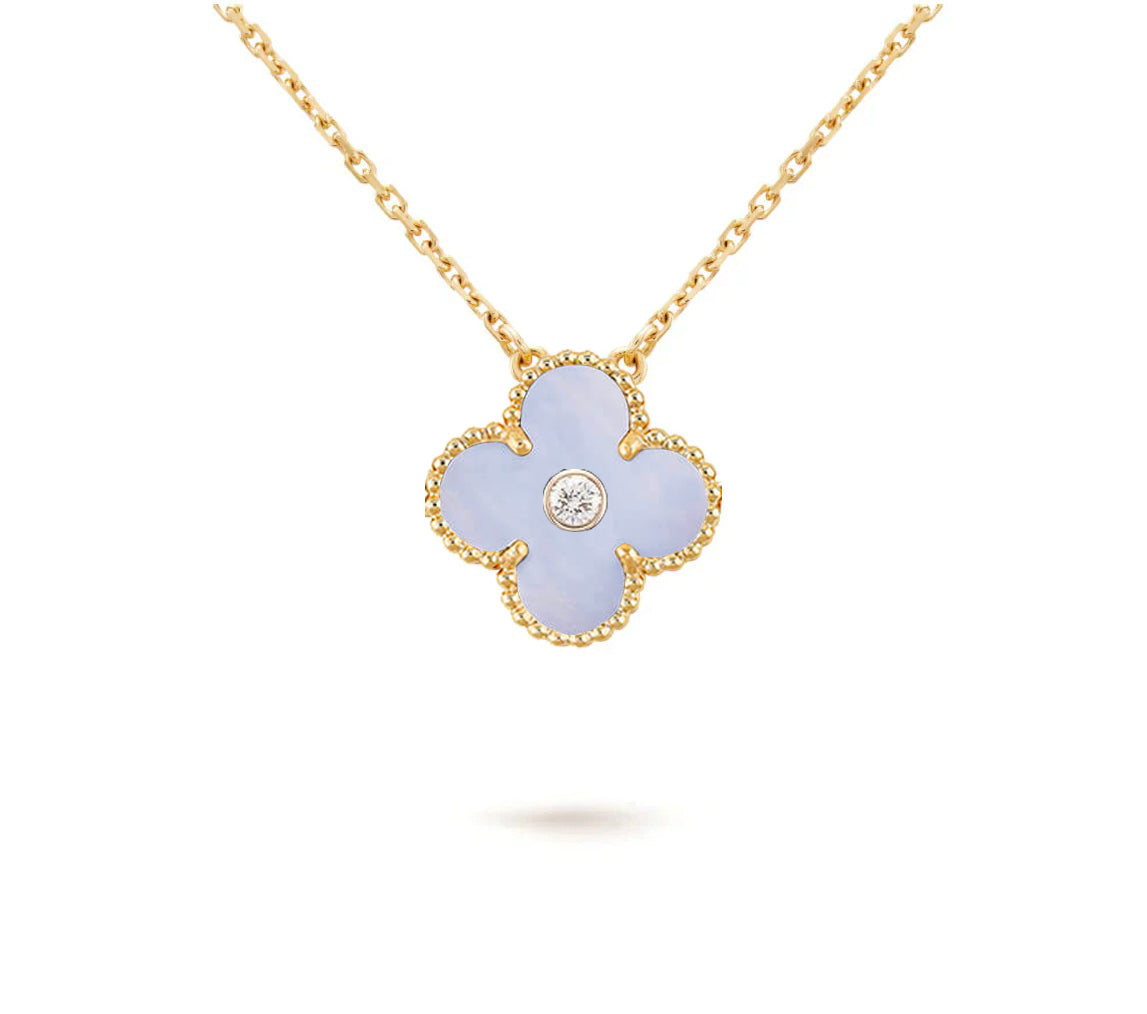 [Saipan]15MM CLOVER FLOWER DIAMOND PENDANT NECKLACE COLLECTION