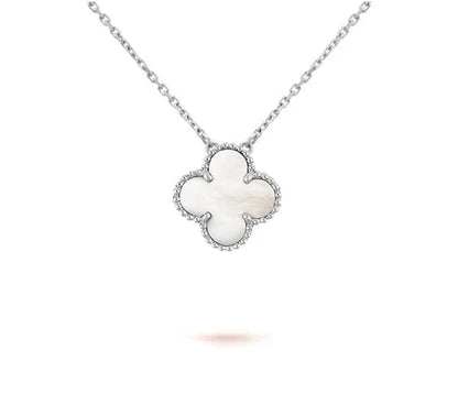 [Saipan]15MM CLOVER FLOWER PENDANT NECKLACE WHITE GOLD COLLECTION