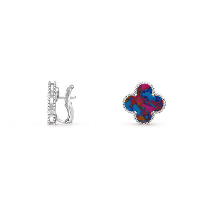 [Saipan]15MM CLOVER FLOWER STUD EARRINGS WHITE GOLD COLLECTION