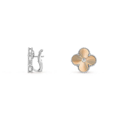 [Saipan]15MM CLOVER FLOWER STUD EARRINGS DIAMOND-WHITE GOLD COLLECTION