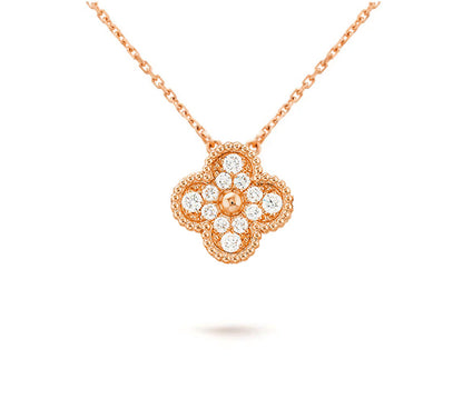 [Saipan]15MM CLOVER FLOWER DIAMOND PENDANT NECKLACE COLLECTION
