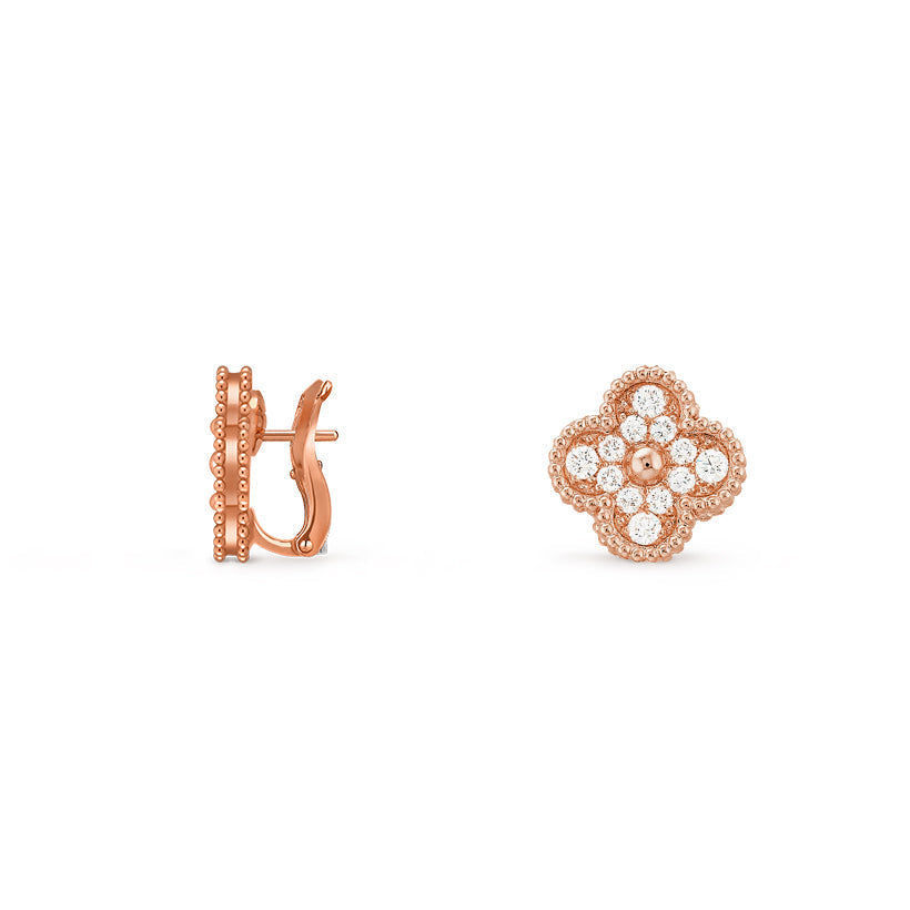 [Saipan]15MM CLOVER FLOWER STUD EARRINGS ROSE GOLD COLLECTION