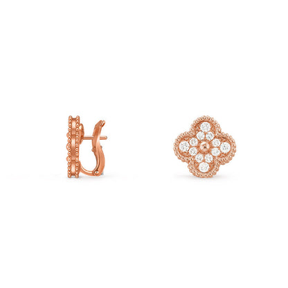 [Saipan]15MM CLOVER FLOWER STUD EARRINGS ROSE GOLD COLLECTION
