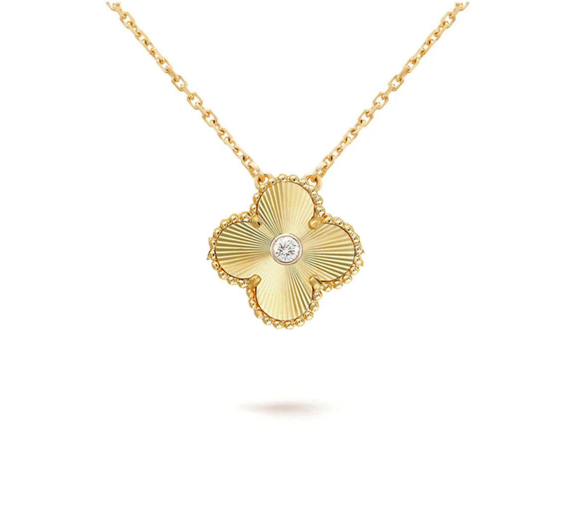 [Saipan]15MM CLOVER FLOWER DIAMOND PENDANT NECKLACE COLLECTION