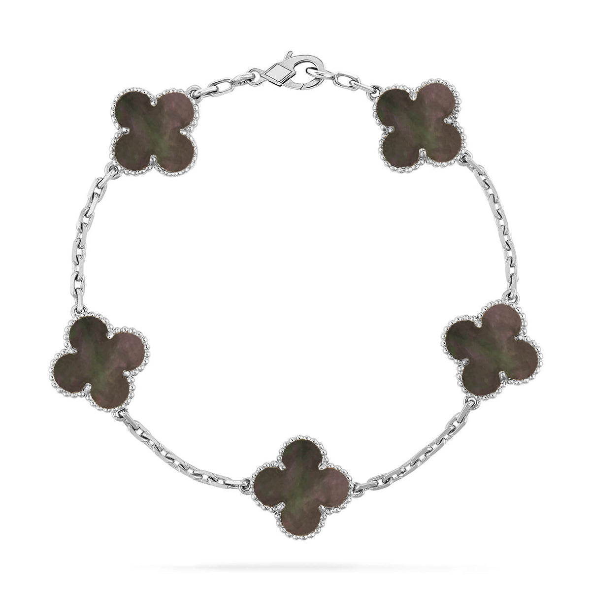 [Saipan]LUCKY CLOVER 5-MOTIF BRACELET - GREY MOTHER-OF-PEARL COLLECTION