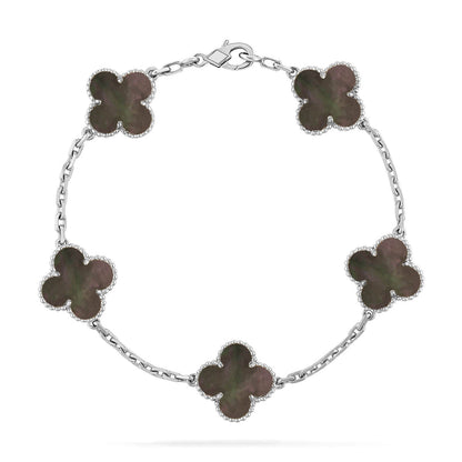 [Saipan]LUCKY CLOVER 5-MOTIF BRACELET - GREY MOTHER-OF-PEARL COLLECTION