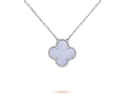 [Saipan]15MM CLOVER FLOWER PENDANT NECKLACE WHITE GOLD COLLECTION
