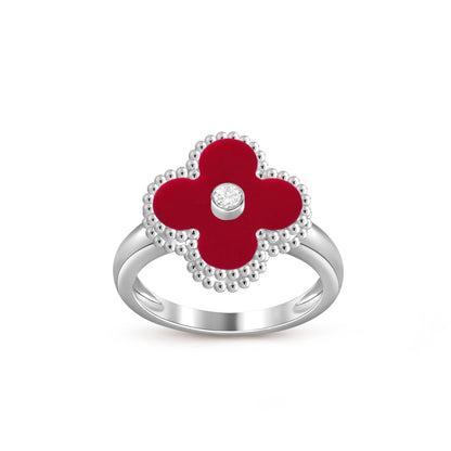 [Saipan]LUCKY CLOVER DIAMOND-ACCENT WHITE GOLD RING COLLECTION