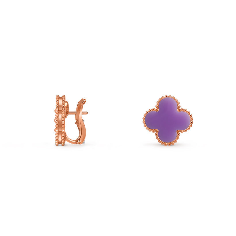 [Saipan]15MM CLOVER FLOWER STUD EARRINGS ROSE GOLD COLLECTION