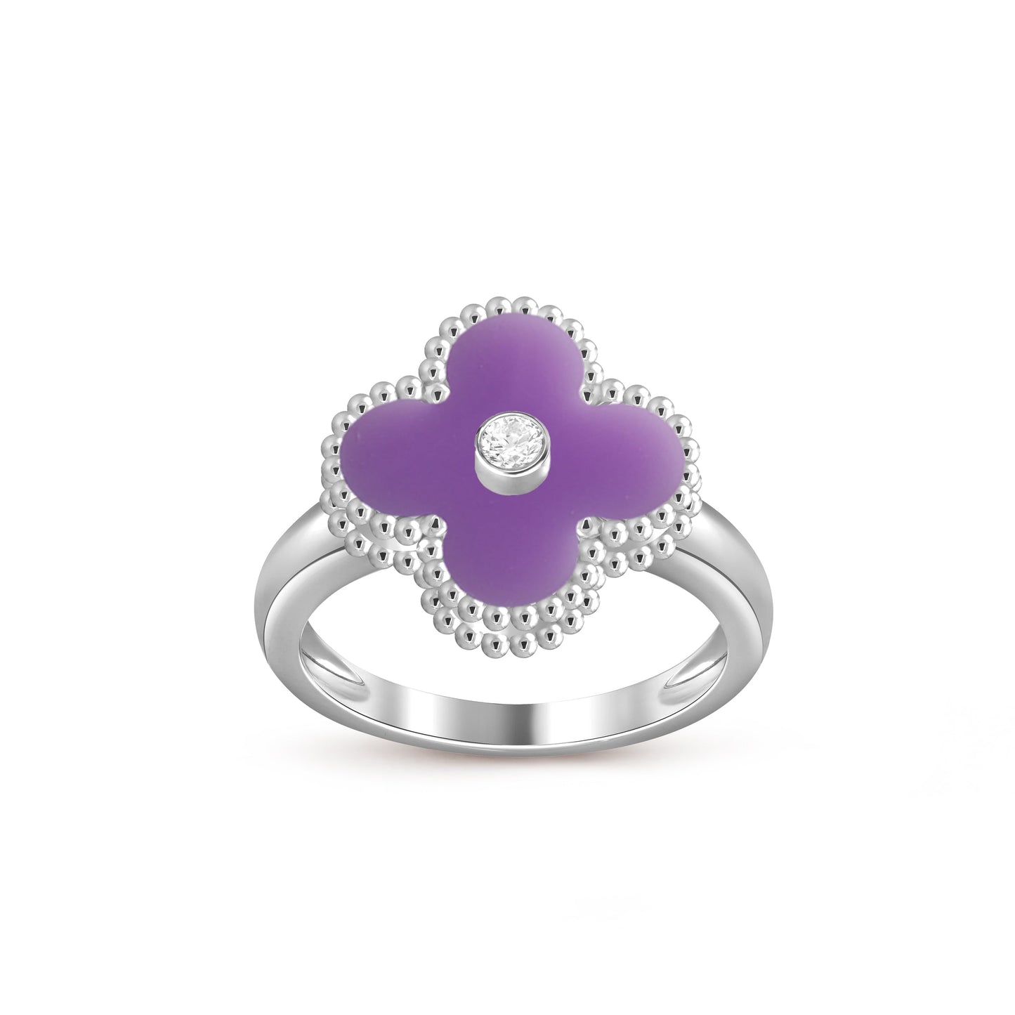 [Saipan]LUCKY CLOVER DIAMOND-ACCENT WHITE GOLD RING COLLECTION