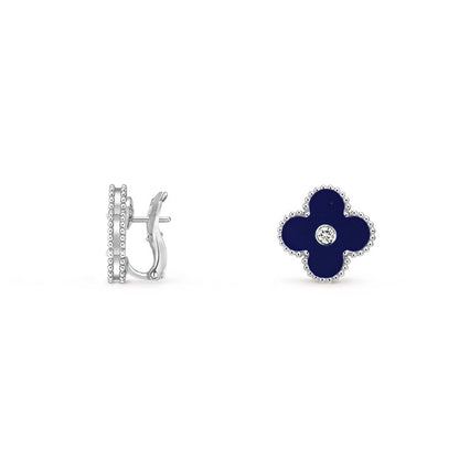 [Saipan]15MM CLOVER FLOWER STUD EARRINGS DIAMOND-WHITE GOLD COLLECTION