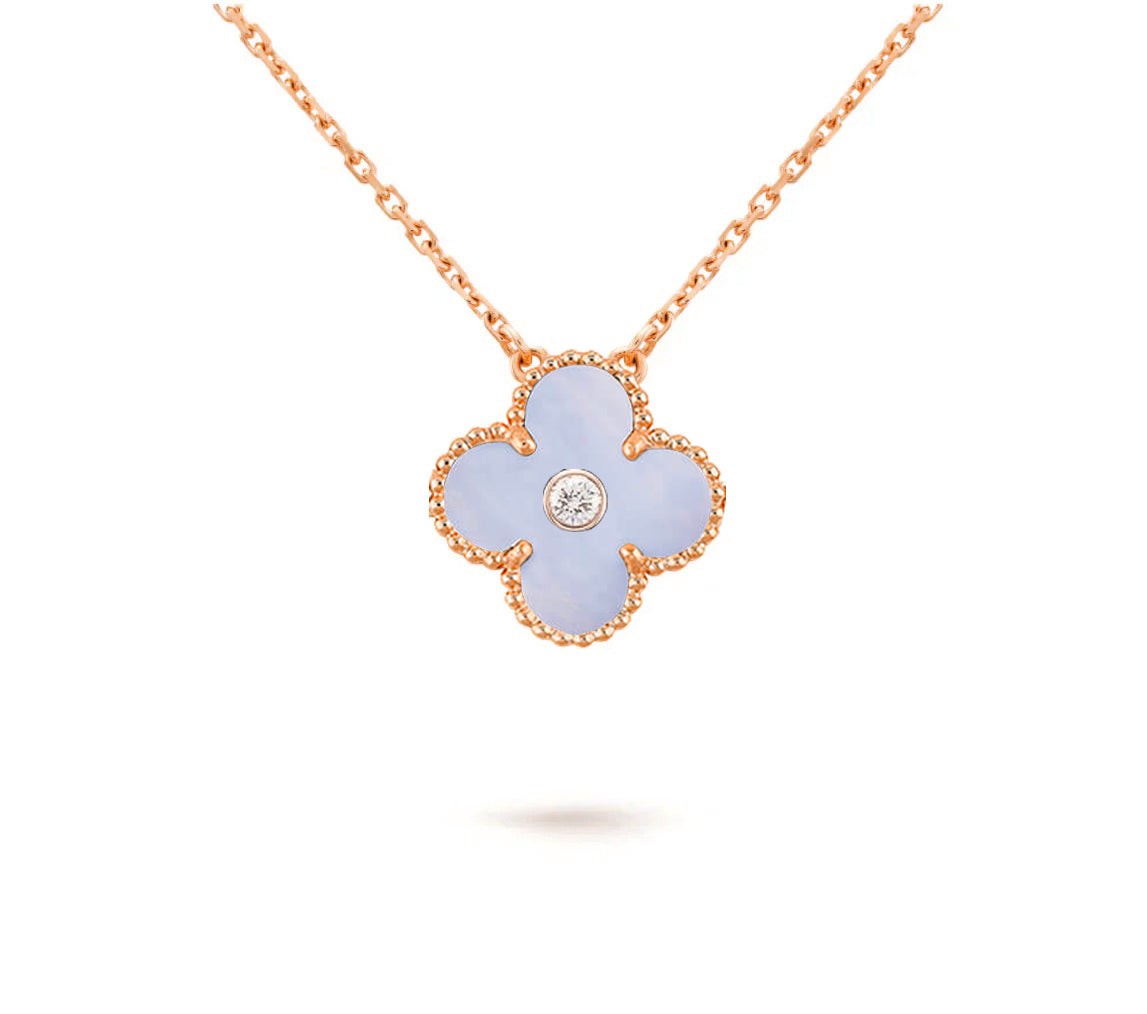 [Saipan]15MM CLOVER FLOWER DIAMOND PENDANT NECKLACE COLLECTION