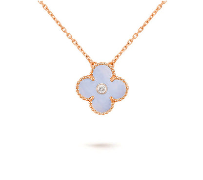 [Saipan]15MM CLOVER FLOWER DIAMOND PENDANT NECKLACE COLLECTION