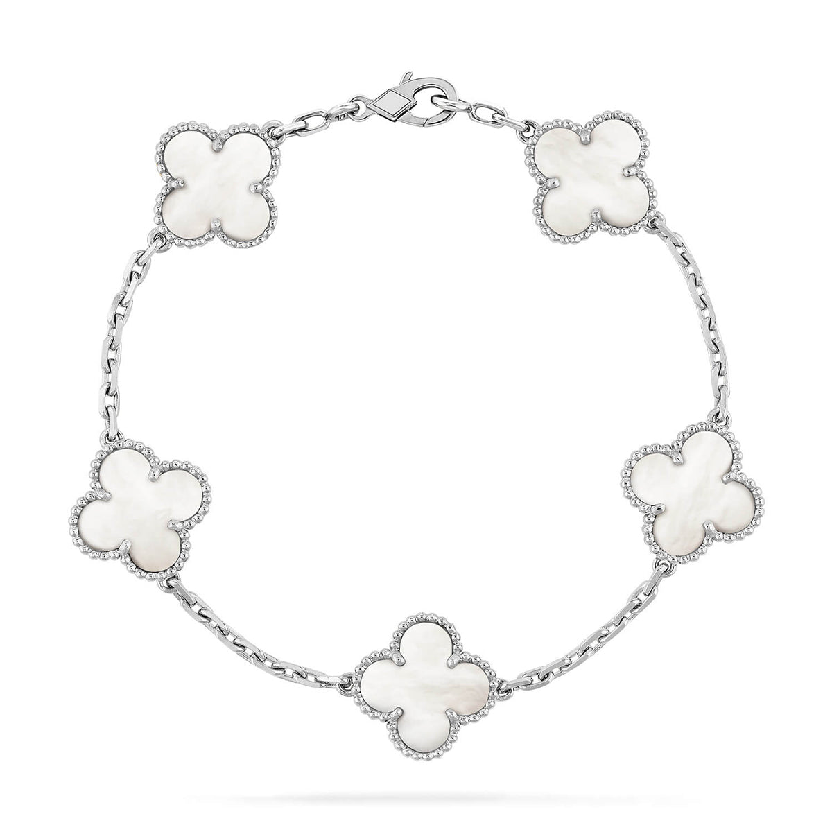 [Saipan]LUCKY CLOVER 5-MOTIF BRACELET - WHITE MOTHER-OF-PEARL COLLECTION