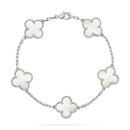 [Saipan]LUCKY CLOVER 5-MOTIF BRACELET - WHITE MOTHER-OF-PEARL COLLECTION