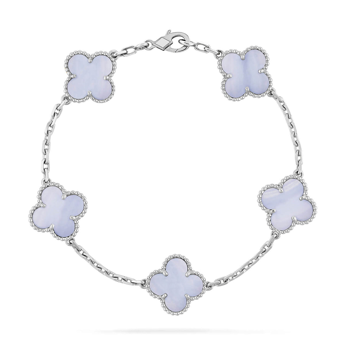 [Saipan]LUCKY CLOVER 5-MOTIF BRACELET - PURPLE CHALCEDONY COLLECTION
