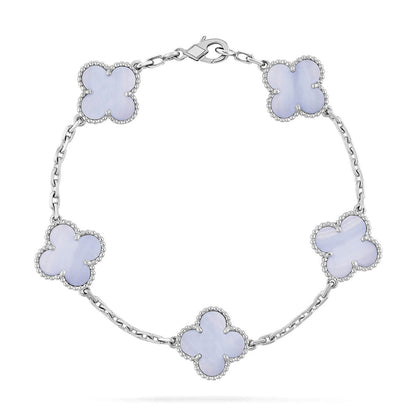 [Saipan]LUCKY CLOVER 5-MOTIF BRACELET - PURPLE CHALCEDONY COLLECTION