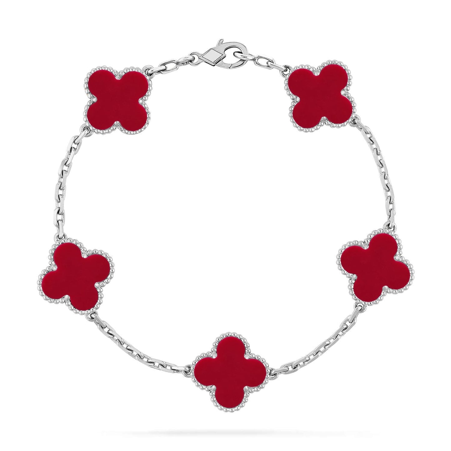 [Saipan]LUCKY CLOVER 5-MOTIF BRACELET - RED CARNELIAN COLLECTION