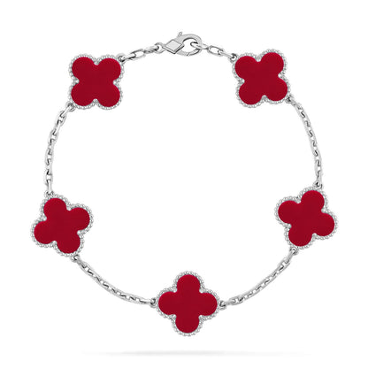 [Saipan]LUCKY CLOVER 5-MOTIF BRACELET - RED CARNELIAN COLLECTION