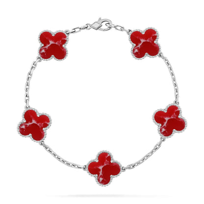 [Saipan]LUCKY CLOVER 5-MOTIF BRACELET - RED LARIMAR COLLECTION