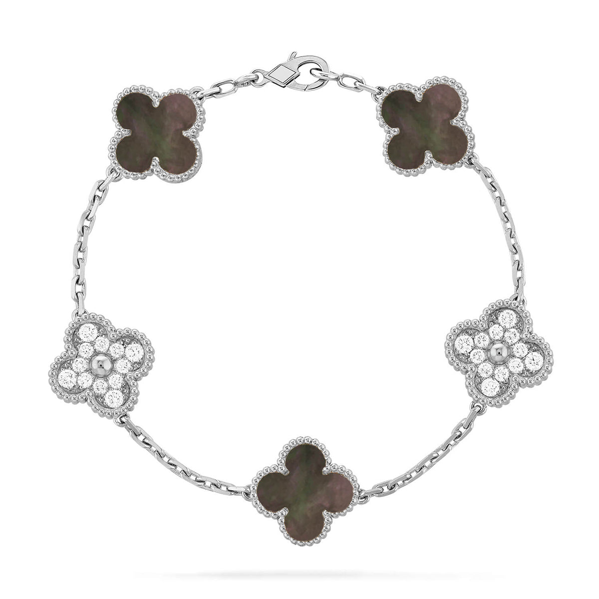 [Saipan]LUCKY CLOVER 5-MOTIF BRACELET - GREY MOTHER-OF-PEARL COLLECTION
