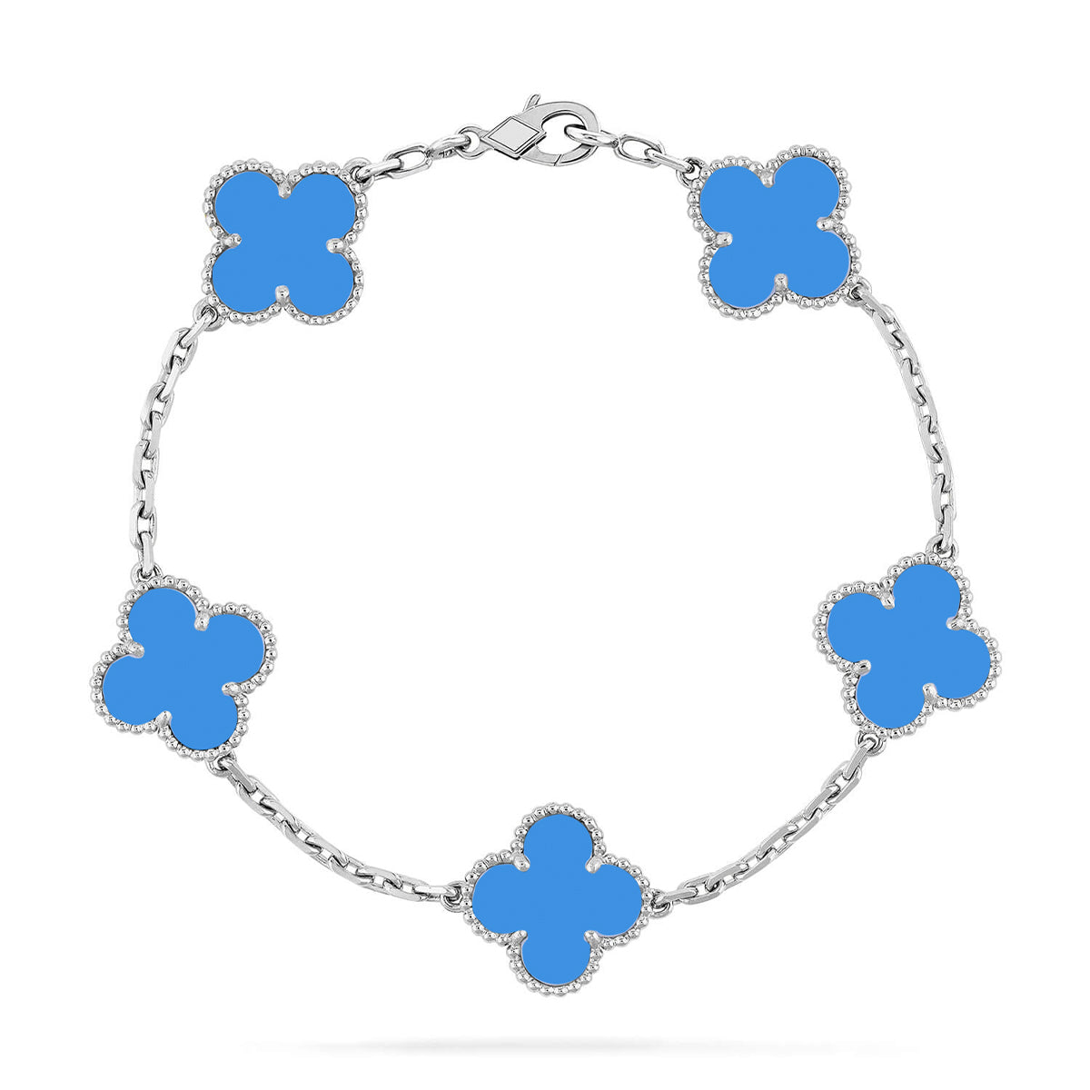 [Saipan]LUCKY CLOVER 5-MOTIF BRACELET - BLUE AGATE COLLECTION