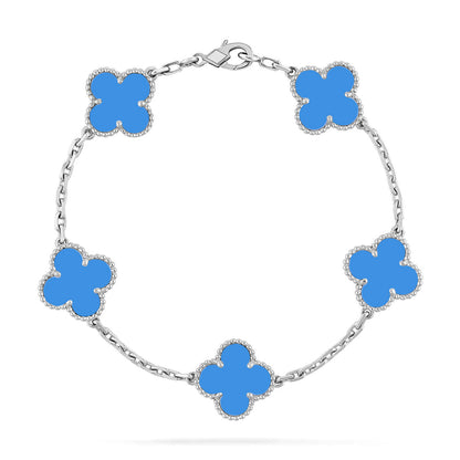 [Saipan]LUCKY CLOVER 5-MOTIF BRACELET - BLUE AGATE COLLECTION