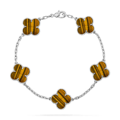 [Saipan]LUCKY CLOVER 5-MOTIF BRACELET -  TIGER’S EYE COLLECTION
