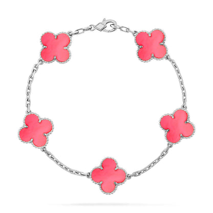 [Saipan]LUCKY CLOVER 5-MOTIF BRACELET - PINK MOTHER-OF-PEARL COLLECTION