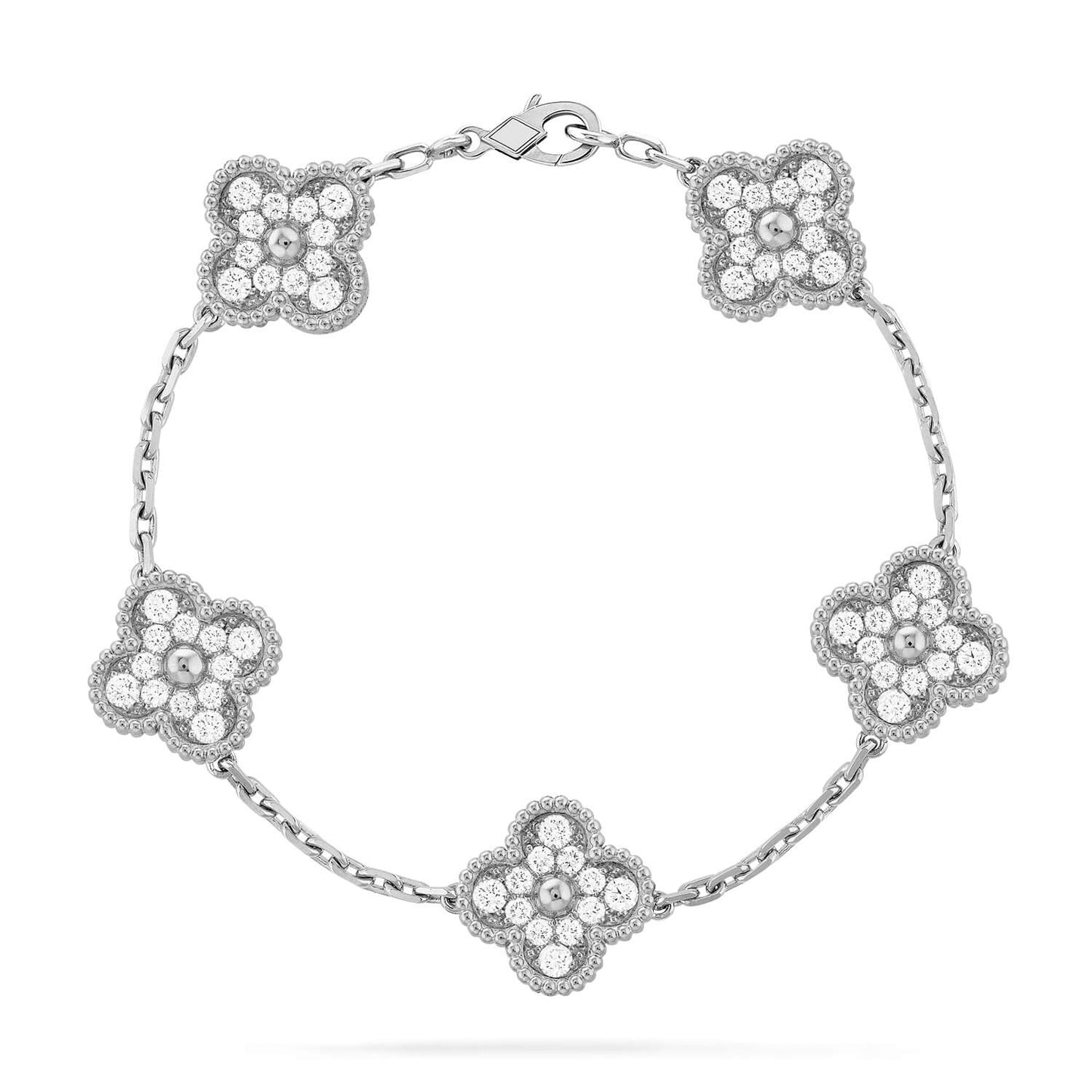 [Saipan]LUCKY CLOVER 5-MOTIF BRACELET - FULL-DIAMOND