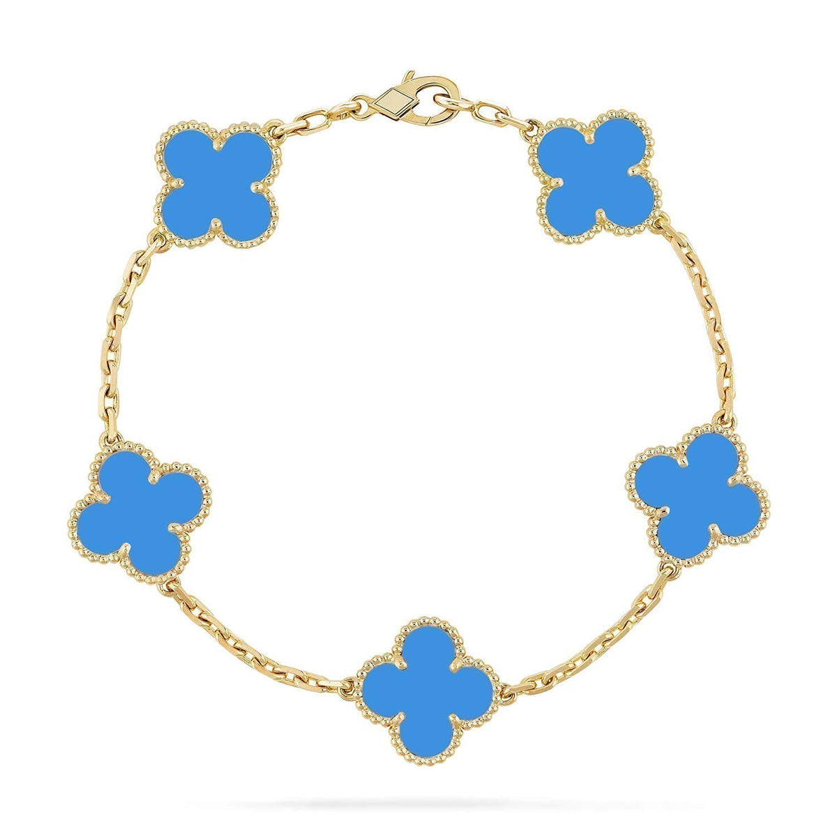[Saipan]LUCKY CLOVER 5-MOTIF BRACELET - BLUE AGATE COLLECTION
