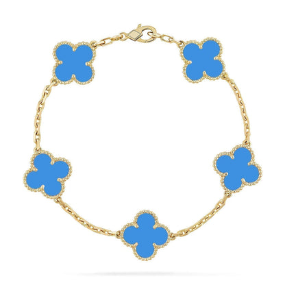 [Saipan]LUCKY CLOVER 5-MOTIF BRACELET - BLUE AGATE COLLECTION