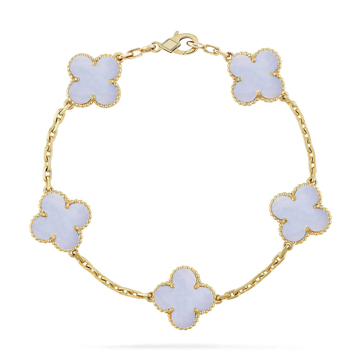[Saipan]LUCKY CLOVER 5-MOTIF BRACELET - PURPLE CHALCEDONY COLLECTION