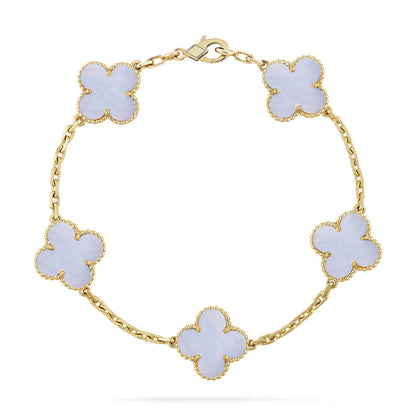 [Saipan]LUCKY CLOVER 5-MOTIF BRACELET - PURPLE CHALCEDONY COLLECTION